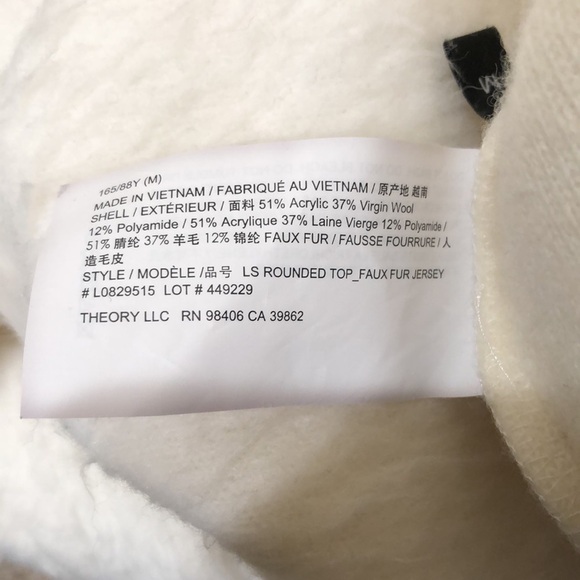 Theory Fuzzy Sweater Size Medium White Virgin Wool Blend Pullover - Picture 7 of 10